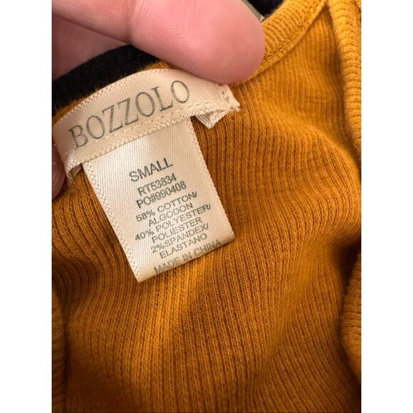 Bozzolo Mustard Ribbed Spaghetti Strap Crop Top Women’s Small Basic Stretch Cami - Picture 4 of 5